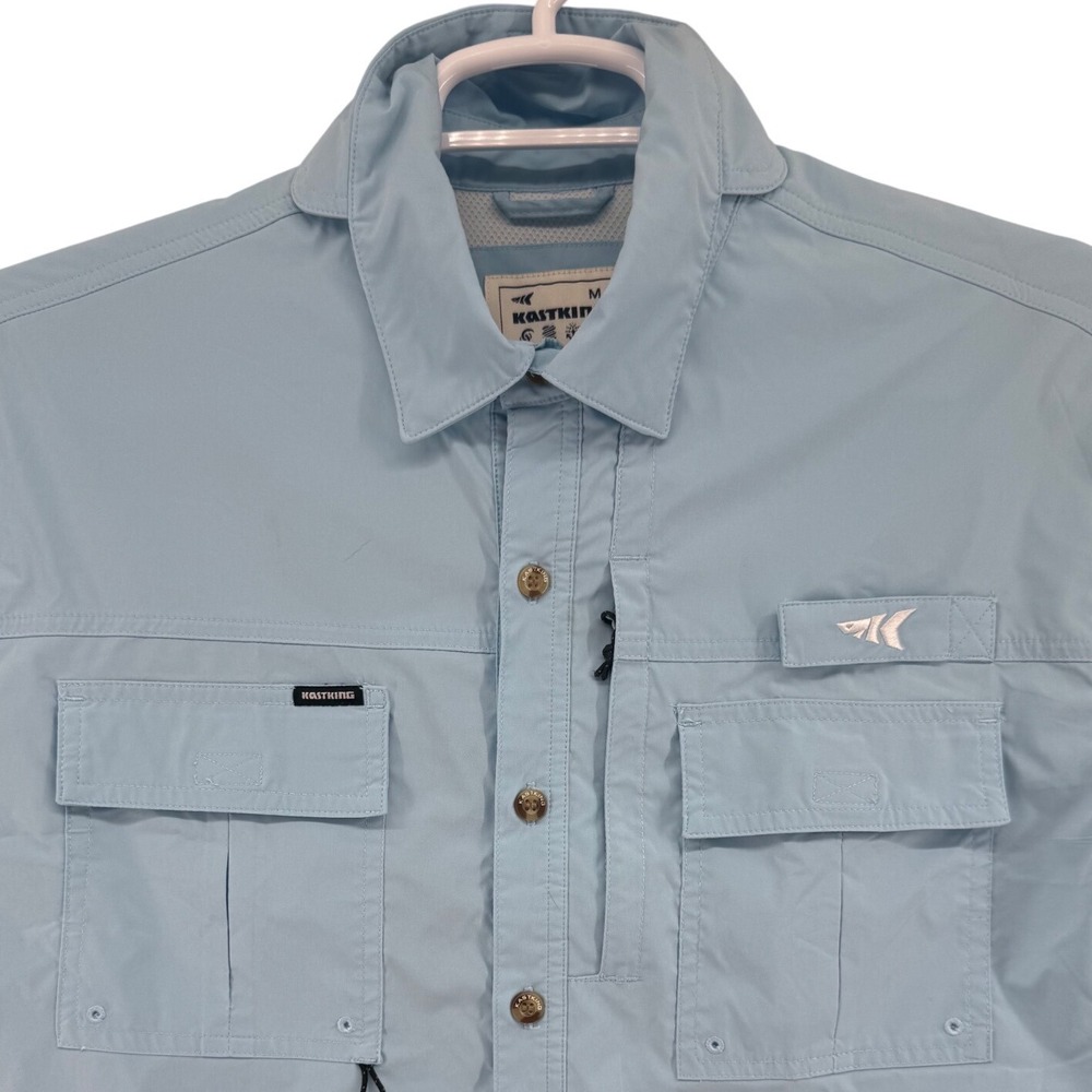 KastKing‎ Mens Long Sleeve Fishing Shirt Light Blue Ventilated Button Up Medium